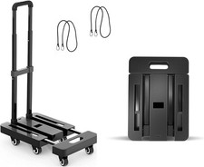 A3 Folding Hand Truck, 6 Wheels Fold Up Hand Cart with 2 Elastic Ropes, Portable picture
