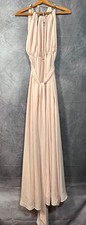 Lulus Heavenly Hues Maxi Dress Womens S Blush Pink Chiffon High Slit Formal Prom picture