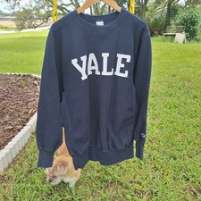 Vintage 90s Yale University Champion Reverse Weave Navy Sweatshirt Size XL  picture