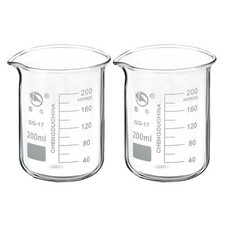 2pcs 200ml Low Form Glass Beaker 3.3 Borosilicate Graduated Lab Measuring Cups picture
