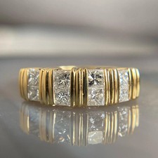 2.20Ct Princess Cut Lab Created Diamond Anniversary 14K Yellow Gold Finish Ring picture