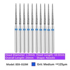 10/pk Vakker Dental Needle FG Diamond Burs 859-010M Medium Grit for High Speed picture