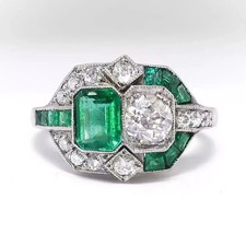 4.05Ct Art Deco Style Lab Created Diamond Anniversary 14K White Gold Finish Ring picture