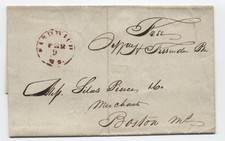1837 Sandwich MA stampless folded letter postmaster free frank [h.7927] picture