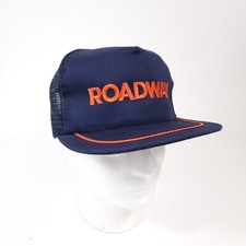 Vtg Roadway Blue Snapback Hat Trucker Cap Made In USA New Unworn picture