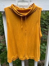 PrAna Women's L Yellow Cozy Up Barmsee Tank Cowl Neck Hemp Blend picture