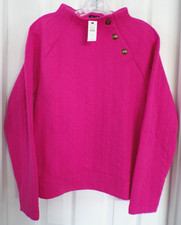 NWT NEW FALL TALBOTS MEDIUM CABLE KNIT BUTTON SHOULDER SWEATSHIRT PINK $89.50 picture