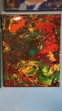 Signed Framed Abstract Canvas Painting - Red Green Yellow Art Theme, 1 Piece picture