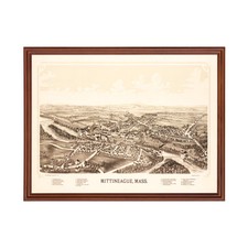 Old Map of Mittineague, MA 1889 - Vintage Mittineague Massac picture