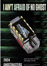 2024 $5 Niue Ghostbusters Ecto Shaped 2 oz Silver Coin in Ghost Trap Box OGP picture