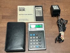 Vintage Royal 90K UA120 Calculator Green LCD, power cord, manual, case  Tested picture