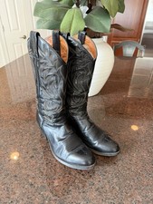 Vintage Dan Post Made In Spain 5X Black Leather Cowboy Western Boots Men’s 9D  picture