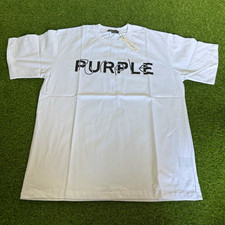 Purple Men’s M White Logo Graphic Print Cotton Jersey Crew Neck Tee NWT picture