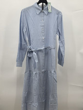 NWT National Maxi Dress Womens Chambray Dress Belted Size L picture