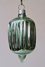 Vintage pre WWII Blown Glass Fluted Ribbed DROP Christmas Ornament HEIM picture