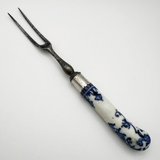 Rare 18th Century Porcelain Handled Fork Steel Blade with Silver Mount picture