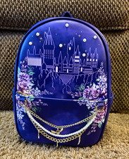 Harry Potter Purple Floral Hogwarts Castle Mini Backpack w/ Chain, Adjustable picture