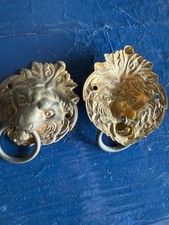 Antique Brass Lion Head Ring Pulls & Ornate Corner Bracket Mounts Salvage Lot picture