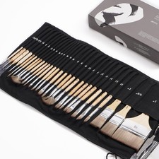 ARTIFY 30-Piece Professional Paint Brush Set – Nylon,Canvas Roll & Palette Knife picture