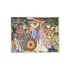 Vietnam Bien Hoa Signed Enameled Sandstone Plaque  picture