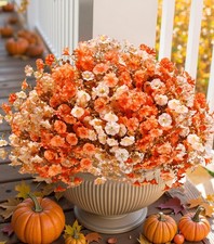 HyeFlora Artificial Mums Fall Flowers 12 Bundles Silk Morning Glory Mix 15in picture