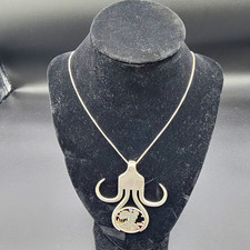 Vintage Fork Art Pendant  & Necklace, Snake Chain, Hook Closure, Walking Liberty picture