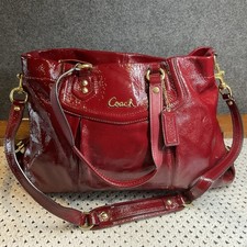 Coach Ashley Candy Apple Red Patent Leather Satchel Handbag Crossbody EUC picture