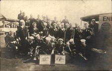 Navy recruiting band Truck Men w/ Posters  c1900s-10s Real Photo Postcard bhn picture