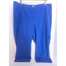 Weekends by Chicos Blue Cropped Cargo Pants Size 3/XL Stretch Utility Capris picture