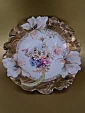 Antique RS Prussia Bowl Hand Painted 1898 -1910 Iris Mold German Sculpted picture
