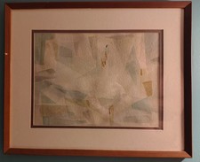 Vintage Ted Davis Abstract Watercolor Painting Signed Dated 1961 Framed Mid picture