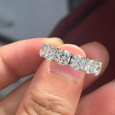 Luxurious 4Ct Round Cut Lab Grown Diamond Wedding Band Solid 14K White Gold picture