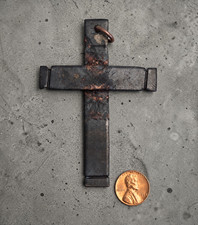VTG Hand-Forged Iron CROSS PENDANT | Abbey of Regina Laudis Bethlehem Ct 1990s picture
