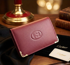 Cartier Must de Cartier Red Calfskin Leather Card Holder 6CC Wallet Box picture