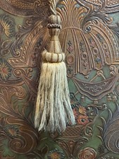 Antique Warm Crimson & Gold French Passementerie Single Tassel Tieback 19th C picture