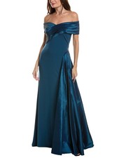 Tadashi Shoji Short Sleeve Solid Maxi Dress Women's Blue 2 picture