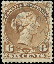 Canada Scott #27a Used F-VF 6c 1868 Large Queen Issue Stamp picture