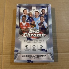 2025-26 Topps Chrome UEFA Club Competitions Soccer Hobby Box Sealed In Hand picture