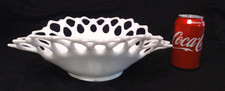 VINTAGE WESTMORELAND LARGE WHITE MILK GLASS LACY EDGE CENTERPIECE BOWL 12-1/2