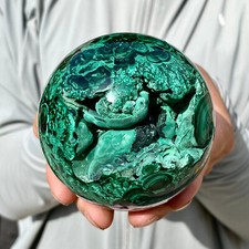 1.72LB Rare Natural Malachite quartz hand Carved sphere Crystal Healing picture