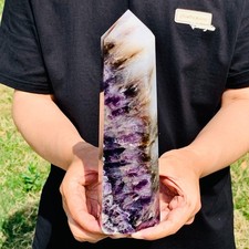 3.01LB Natural Dream Amethyst Crystal Column Wand Obelisk Point Reiki Healing picture