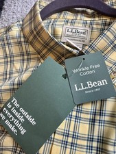 L.L.Bean Men's XL NWT Traditional Fit Gingham Check Shirt Butter TrueCool picture