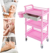3-Tier Utility Cart Mobile Storage Cart w/4 Wheels Trolley Cart for Beauty Salon picture
