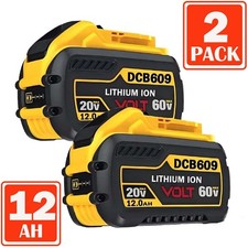 2 Pack 12.0AH 20V/60V MAX FLEXVOLT Lithium Battery For DEWALT DCB612 DCB609-2 picture