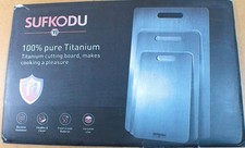 SUFKODU 100% Titanium Double-Sided Cutting Board Set of 3 Silver picture