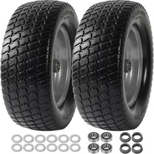 (2 Pack) 15 x 6.00-6 Front Tire and Wheel Flat Free Lawn Mower Tires with Rim 3