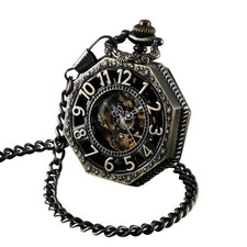 Vintage Hand Winding Pocket Watch with Chain | Classic Mechanical 1920s Steampun picture