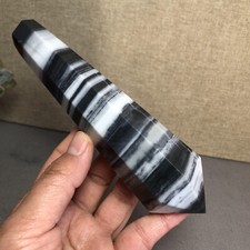 151mm Long Natural Taiji Stone stripe wand Obelisk Crystal specimens 255g A5779 picture