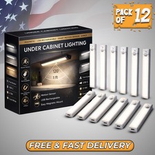 2-12 Pack LED Under Cabinet Lights, Rechargeable Motion Sensor, 3 Color Dimmable picture