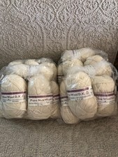 Lot of 22 Vintage Made in UK-Pure 100% Wool Knit Yarn DK Color Cream-50g Skeins picture